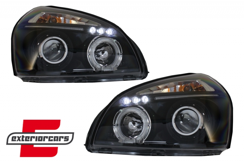 Prednja svjetla Angel Eyes dizajn (crna) / Hyundai Tucson (2004-2010), LPHU02