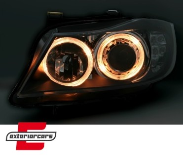 Prednja svjetla Angel Eyes LED žmigavci (crna) / BMW serije 3 E90 limuzina E91 karavan (03.2005-08.2008), LPBM90