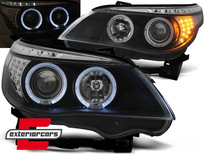 Prednja svjetla Angel Eyes LED žmigavci (crna) / BMW serije 5 E60 E61 (2003-2007), LPBM94