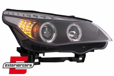 Prednja svjetla Angel Eyes LED žmigavci (crna) / BMW serije 5 E60 E61 (2003-2007), LPBM94