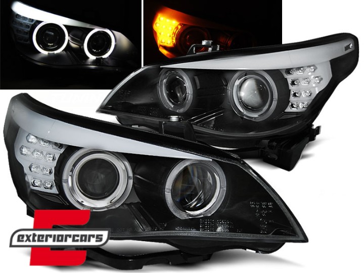 Prednja svjetla Angel Eyes LED žmigavci (crna) / BMW serije 5 E60 E61 (2003-2007), LPBMC1