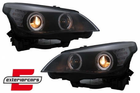 Prednja svjetla Angel Eyes LED žmigavci (crna) / BMW serije 5 E60 E61 (2003-2007), LPBMC1