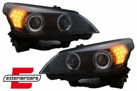 Prednja svjetla Angel Eyes LED žmigavci (crna) / BMW serije 5 E60 E61 (2003-2007), LPBMC1