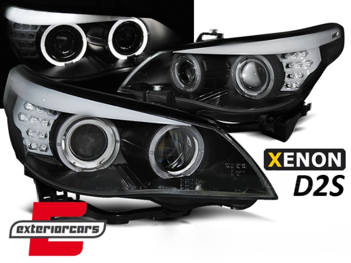 Prednja svjetla Angel Eyes LED žmigavci Xenon (crna) / BMW serije 5 E60 E61 (2003-2004), LPBMO8
