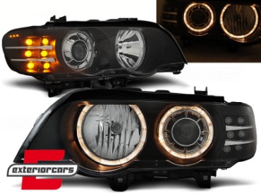 Prednja svjetla Angel Eyes LED žmigavci XENON (crna) / BMW X5 E53 (1999-2003), LPBM88