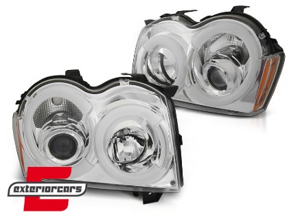 Prednja svjetla Angel Eyes LedBar (chrome) / Jeep Grand Cherokee WK (2005-2008), LPCH29