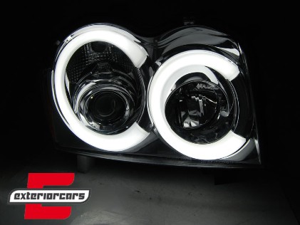Prednja svjetla Angel Eyes LedBar (chrome) / Jeep Grand Cherokee WK (2005-2008), LPCH29