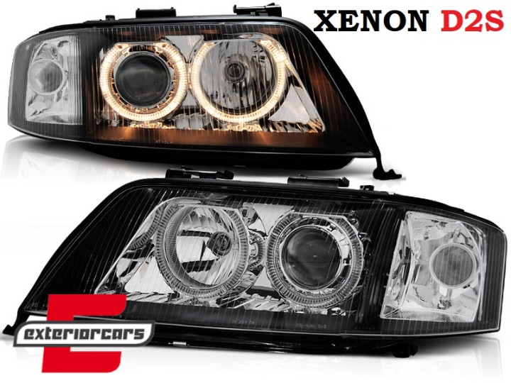 Prednja svjetla Angel Eyes Xenon (crna) / Audi A6 4B C5 (05.1997-05.2001), LPAU80