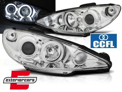 Prednja svjetla CCFL Angel Eyes (chrome) / Peugeot 206 (2003-2009), LPPE28