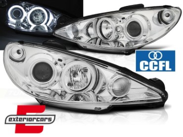 Prednja svjetla CCFL Angel Eyes (chrome) / Peugeot 206 (2003-2009), LPPE28