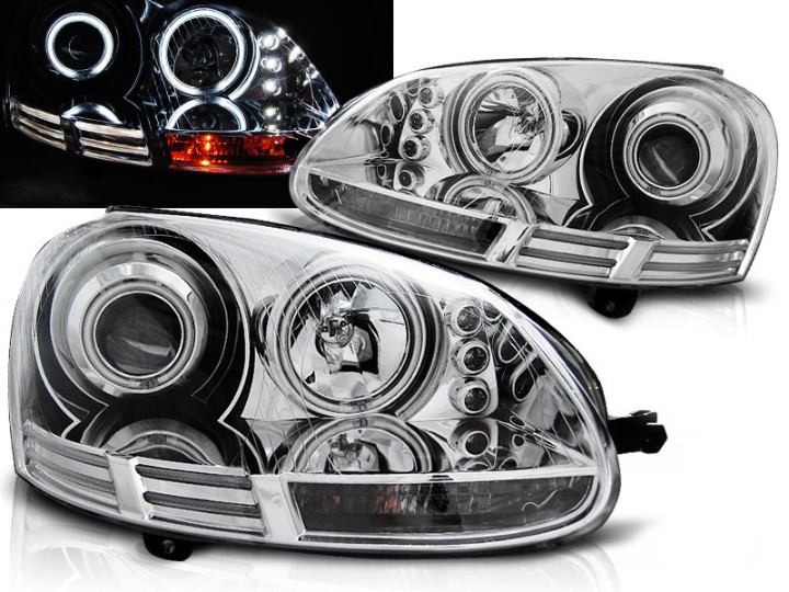 Prednja svjetla CCFL Angel Eyes (chrome) / Volkswagen Golf 5 (2003-2008), LPVWJ0