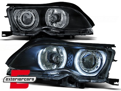 Prednja svjetla CCFL Angel Eyes (crna) / BMW serije 3 E46 Facelift limuzina karavan (2001-2005), LPBM32