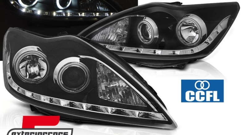 Prednja svjetla CCFL Angel Eyes (crna) / Ford Focus (02.2008-2010), LPFO83