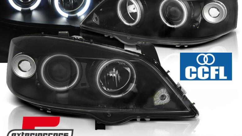 Prednja svjetla CCFL Angel Eyes (crna) / Opel Astra G (1997-2004), LPOPA5