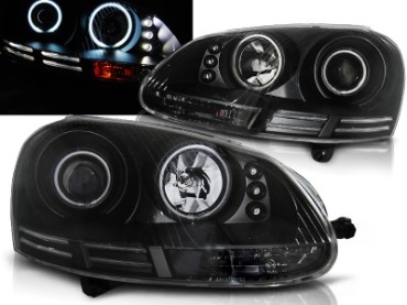 Prednja svjetla CCFL Angel Eyes (crna) / VW GOLF 5 / JETTA (2004-2009), LPVWJ1