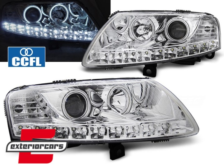 Prednja svjetla CCFL Angel Eyes LED DRL (chrome) / Audi A6 C6 4F (04.2004-2008), LPAUA3
