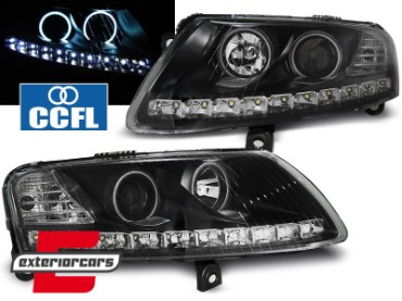 Prednja svjetla CCFL Angel Eyes LED DRL (crna) / Audi A6 C6 4F (04.2004-2008), LPAUA4