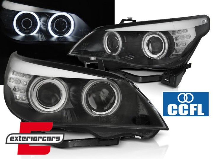 Prednja svjetla CCFL Angel Eyes LED žmigavci (crna) / BMW serije 5 E60 E61 (2003-2007), LPBMH9