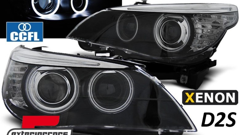Prednja svjetla CCFL Angel Eyes Xenon (crna) / BMW serije 5 E60 E61 (2003-2004), LPBMC7