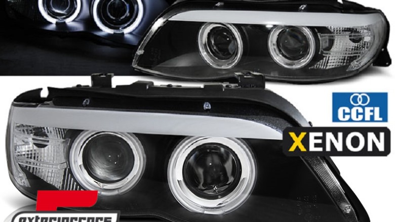 Prednja svjetla CCFL Angel Eyes Xenon (crna) / BMW X5 E53 LCI (2003-2006), LPBMD1