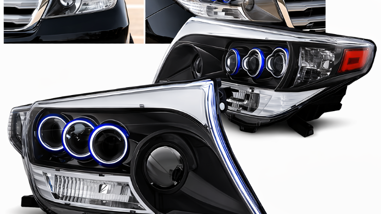 Prednja svjetla (crna/chrome) / Toyota Land Cruiser FJ200 (2007-2012), LPTO23
