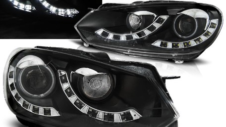 Prednja svjetla dvostruki True DRL (crna) / Volkswagen Golf 6 (10.2008-2012), LPVWI7