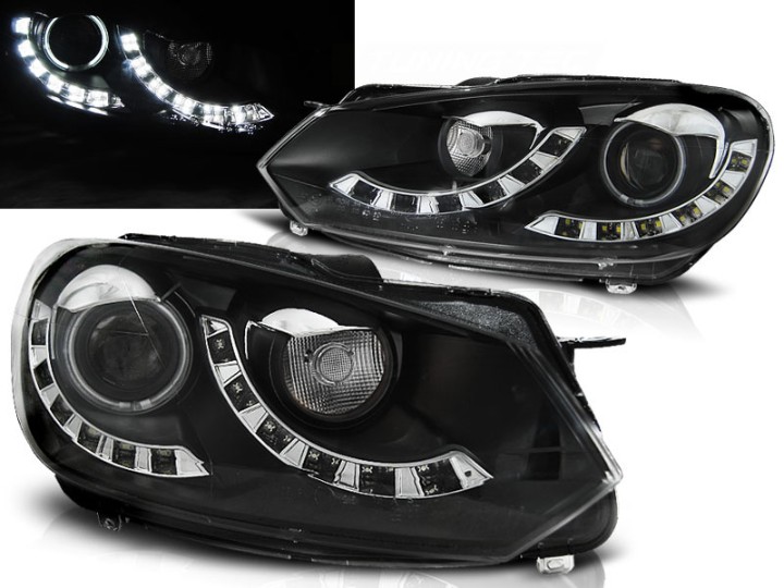 Prednja svjetla dvostruki True DRL (crna) / Volkswagen Golf 6 (10.2008-2012), LPVWI7