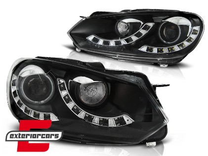 Prednja svjetla jednostruki True DRL (crna) / Volkswagen Golf 6 (10.2008-2012), LPVWI9