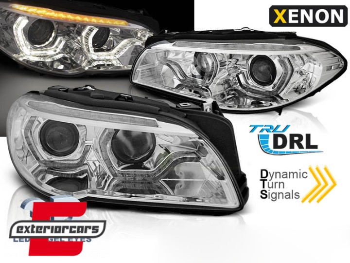 Prednja svjetla LED 3D Angel Eyes SEQ žmigavci Xenon (chrome) / BMW serije 5 F10 F11 LCI (2014-2017), LPBMO3
