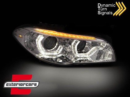 Prednja svjetla LED 3D Angel Eyes SEQ žmigavci Xenon (chrome) / BMW serije 5 F10 F11 LCI (2014-2017), LPBMO3