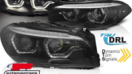Prednja svjetla LED 3D Angel Eyes SEQ žmigavci Xenon (crna) / BMW serije 5 F10 F11 (2011-2013), LPBMM4
