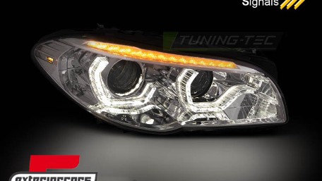Prednja svjetla LED 3D Angel Eyes SEQ žmigavci Xenon (crna) / BMW serije 5 F10 F11 (2011-2013), LPBMM4