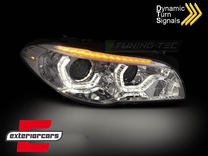 Prednja svjetla LED 3D Angel Eyes SEQ žmigavci Xenon (crna) / BMW serije 5 F10 F11 (2011-2013), LPBMM4