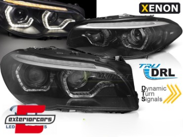 Prednja svjetla LED 3D Angel Eyes SEQ žmigavci Xenon (crna) / BMW serije 5 F10 F11 (2011-2013), LPBMN4