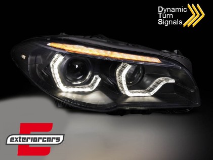 Prednja svjetla LED 3D Angel Eyes SEQ žmigavci Xenon (crna) / BMW serije 5 F10 F11 (2011-2013), LPBMN4
