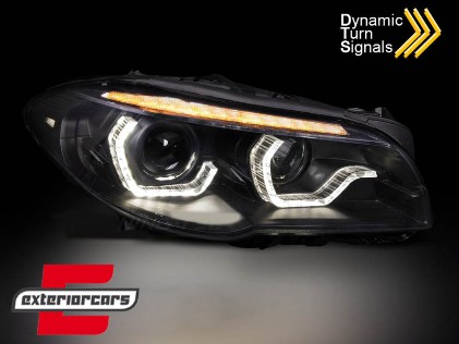Prednja svjetla LED 3D Angel Eyes SEQ žmigavci Xenon (crna) / BMW serije 5 F10 F11 LCI (2014-2017), LPBMO4