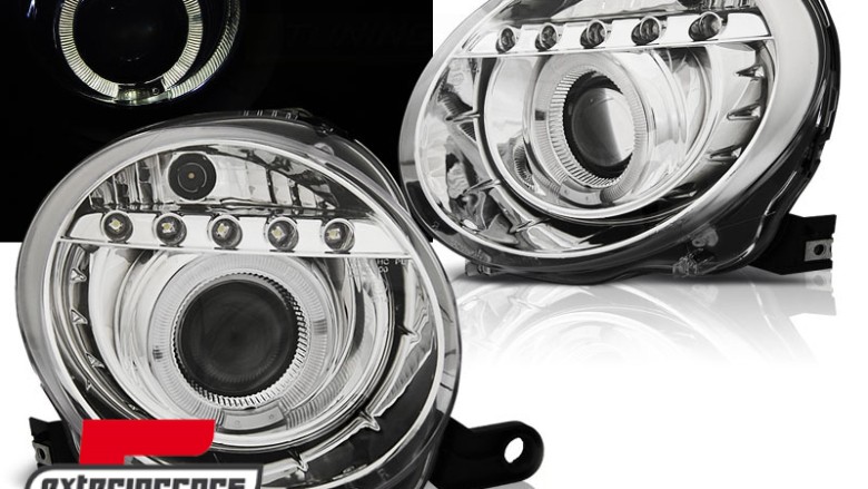 Prednja svjetla LED Angel Eye (chrome) / Fiat 500 (2007-2015), LPFI21