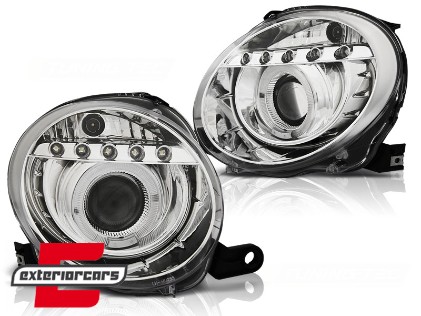 Prednja svjetla LED Angel Eye (chrome) / Fiat 500 (2007-2015), LPFI21