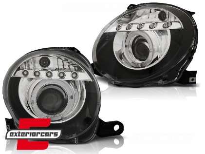 Prednja svjetla LED Angel Eye (crna) / Fiat 500 (2007-2015), LPFI22