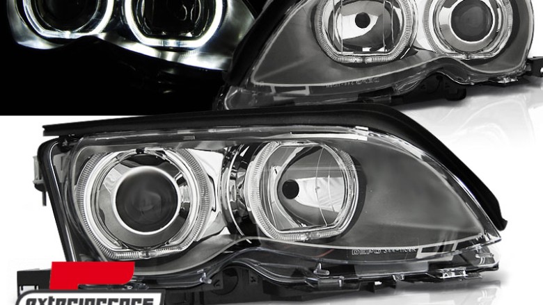 Prednja svjetla LED Angel Eyes (chrome) / BMW serije 3 E46 Facelift limuzina karavan (2001-2005), LPBMD7