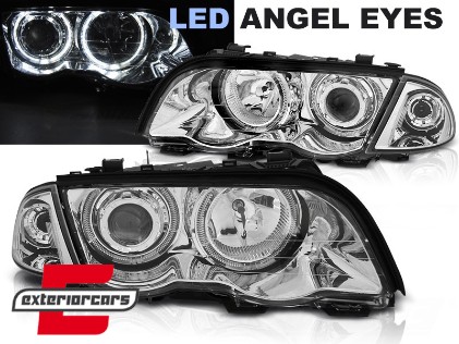 Prednja svjetla LED Angel Eyes (chrome) / BMW serije 3 E46 limuzina karavan (05.1998-08.2001), LPBMG0