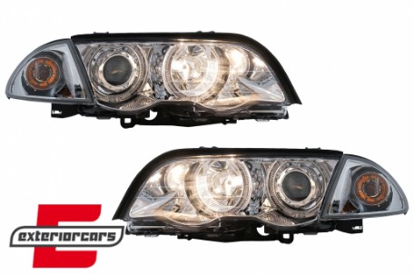 Prednja svjetla LED Angel Eyes (chrome) / BMW serije 3 E46 limuzina karavan (05.1998-08.2001), LPBMG0