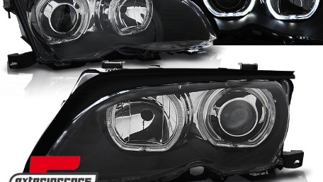 Prednja svjetla LED Angel Eyes (crna) / BMW serije 3 E46 Facelift limuzina karavan (2001-2005), LPBMD8
