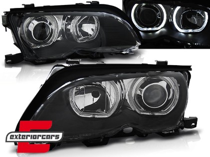 Prednja svjetla LED Angel Eyes (crna) / BMW serije 3 E46 Facelift limuzina karavan (2001-2005), LPBMD8