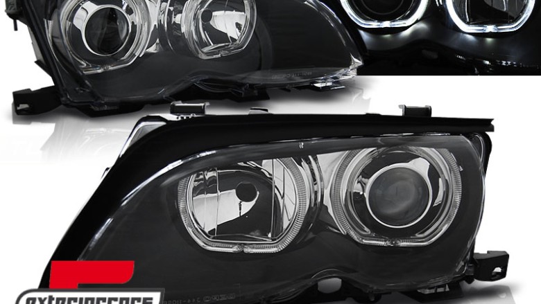 Prednja svjetla LED Angel Eyes (crna) / BMW serije 3 E46 Facelift limuzina karavan (2001-2005), LPBMD8