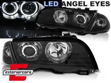 Prednja svjetla LED Angel Eyes (crna) / BMW serije 3 E46 limuzina karavan (05.1998-08.2001), LPBMG1