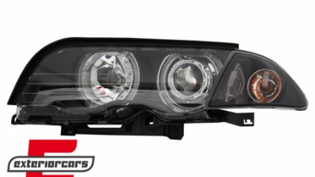 Prednja svjetla LED Angel Eyes (crna) / BMW serije 3 E46 limuzina karavan (05.1998-08.2001), LPBMG1