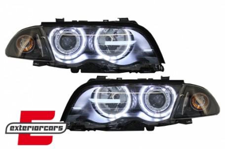 Prednja svjetla LED Angel Eyes (crna) / BMW serije 3 E46 limuzina karavan (05.1998-08.2001), LPBMG1