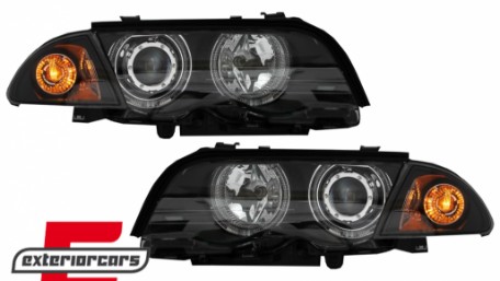 Prednja svjetla LED Angel Eyes (crna) / BMW serije 3 E46 limuzina karavan (05.1998-08.2001), LPBMG1