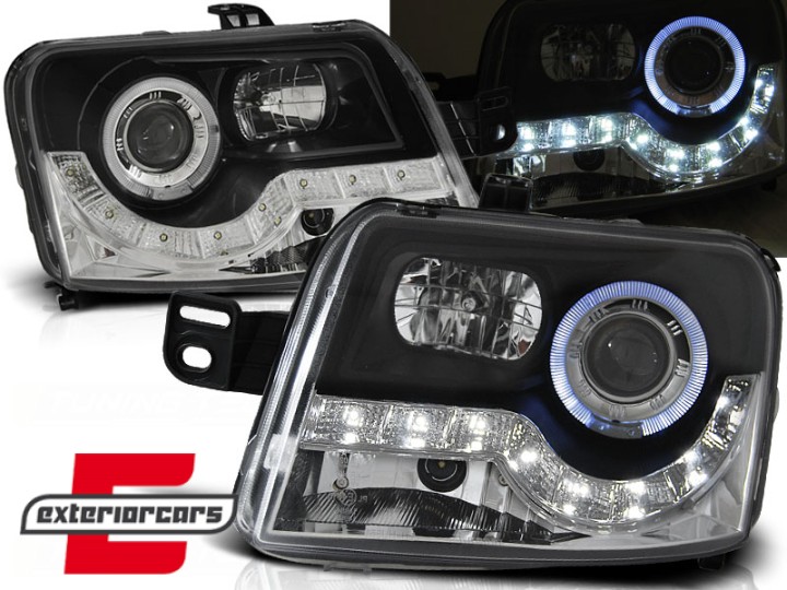 Prednja svjetla LED Angel Eyes (crna) / Fiat Panda (2003-2012), LPFI14